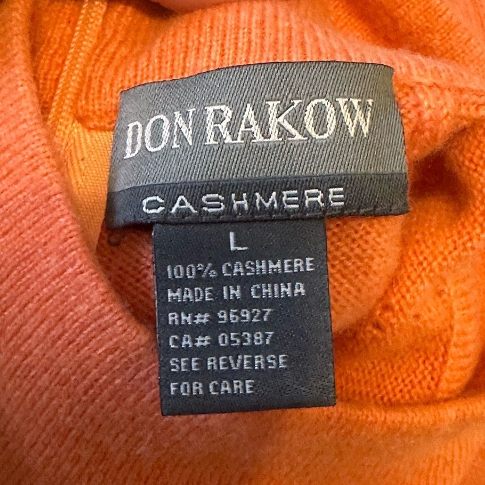 DON RAKOW Cashmere Sweater LARGE Peach - Picture 7 of 10